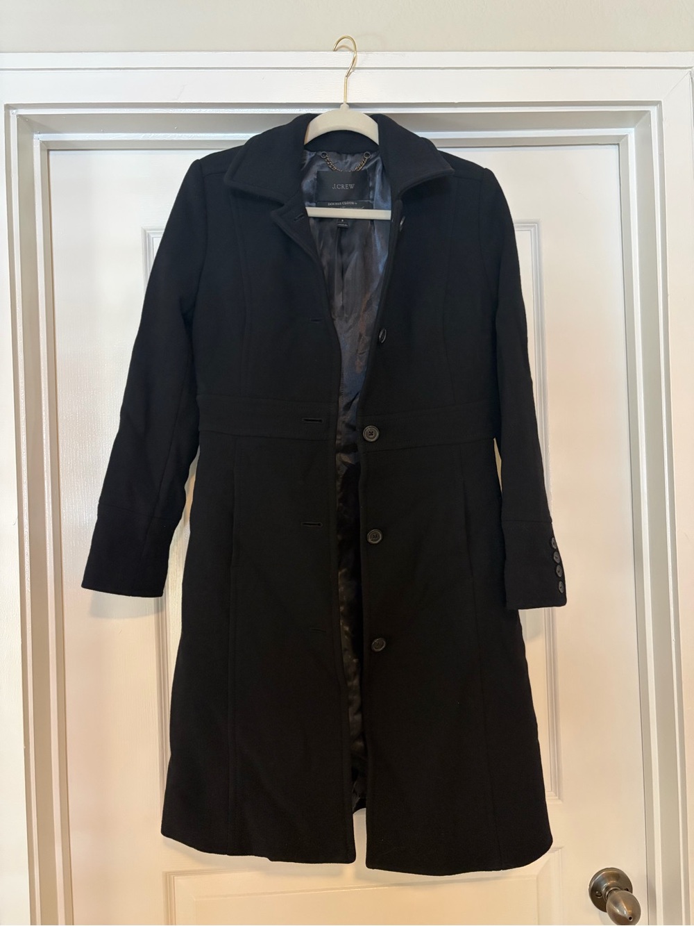 J. Crew Black Tailored Single-Breasted Wool Coat